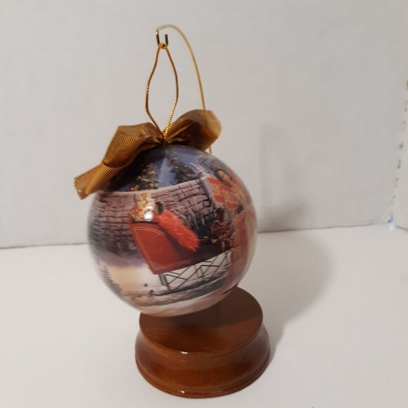 1997 Holiday Barbie 4" Decoupage Ornament With Box & Wooden Display Stand - Picture 6 of 6